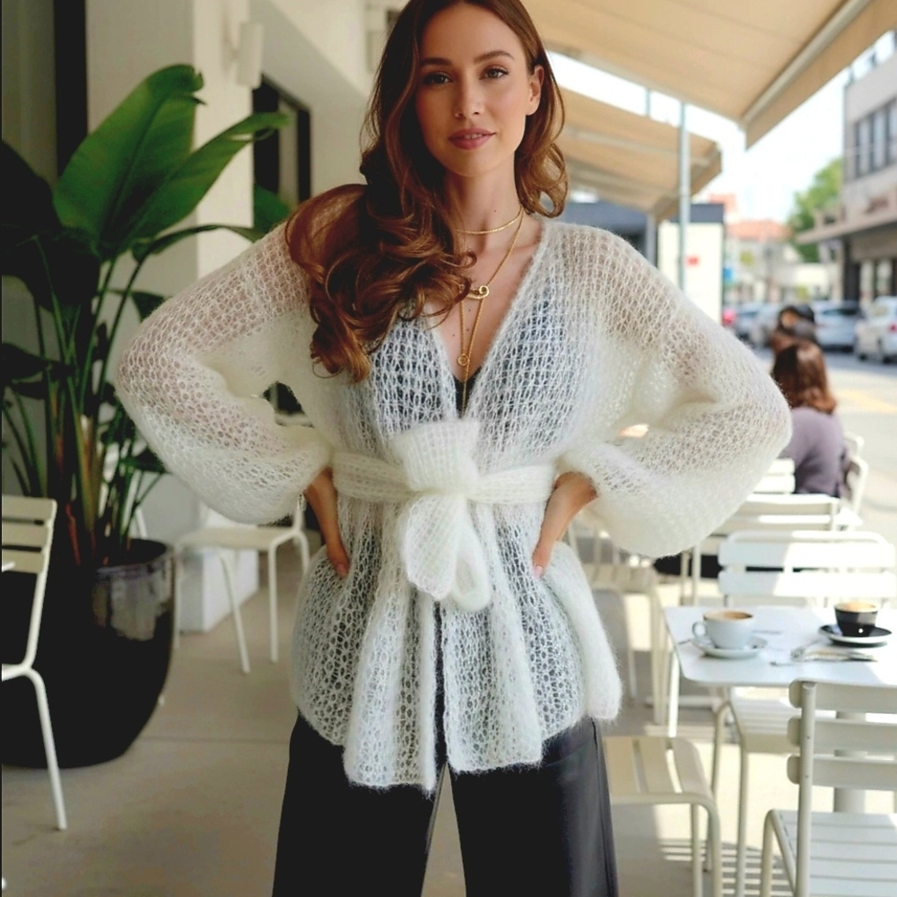 'Cloud Dancer' White Wrap Sweater